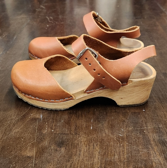 MIA Shoes - MIA Sofia Brown Leather Mules with Strap